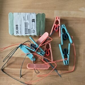 IKEA Slibb Kids Clothespin Set - Coral, Teal, Mint